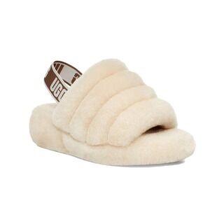 UGG Fluff Yeah NWOT Cream Shearling Slingback Slide Slippers Size 5